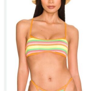 L Space NWT size L striped Pamela bikini swim top multicolored